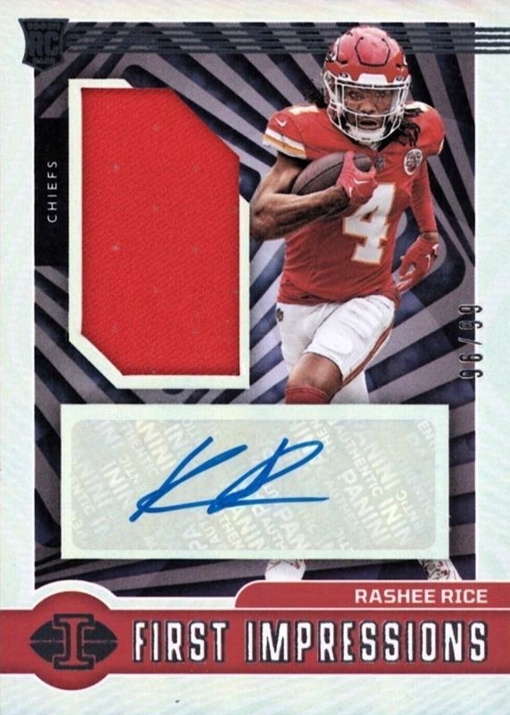 Rashee Rice 2023 Illusions #129 First Impressions Memorabilia Autographs - Blue /99 Rookie RAW