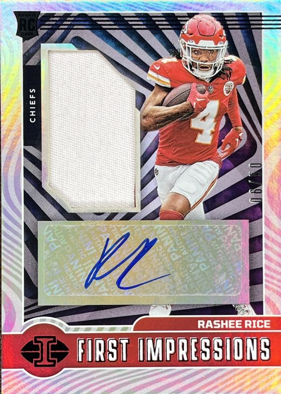 Rashee Rice 2023 Illusions #129 First Impressions Memorabilia Autographs - Black /50 Rookie RAW