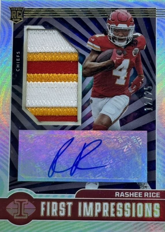 Rashee Rice 2023 Illusions #129 First Impressions Memorabilia Autographs - Gold /25 Rookie RAW