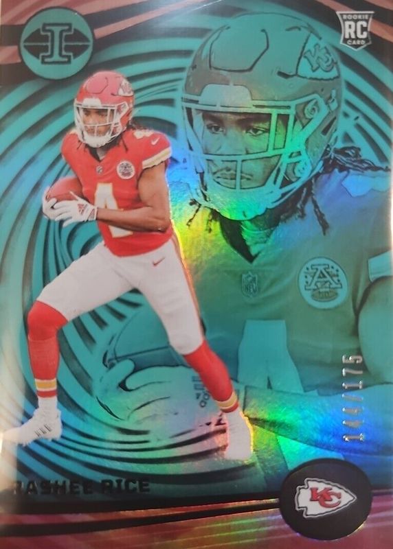 Rashee Rice 2023 Illusions #56 Trophy Collection Teal /175 Rookie RAW