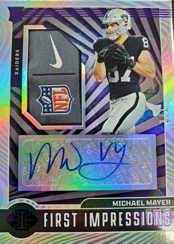 Michael Mayer 2023 Illusions #125 First Impressions Memorabilia Autographs - Purple /1 Rookie RAW