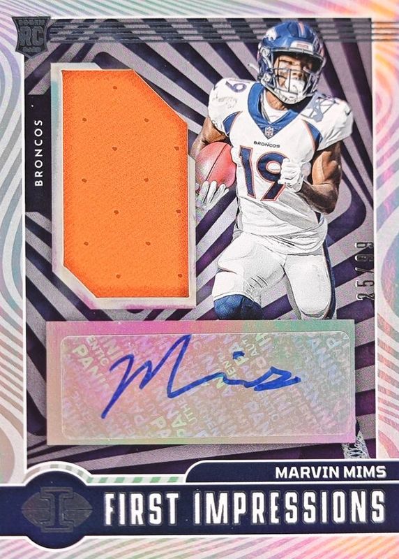 Marvin Mims Jr. 2023 Illusions #124 First Impressions Memorabilia Autographs - Blue /99 Rookie RAW