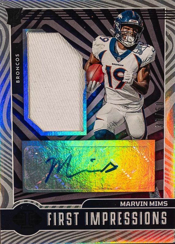 Marvin Mims Jr. 2023 Illusions #124 First Impressions Memorabilia Autographs - Black /50 Rookie RAW