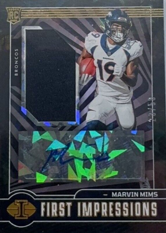 Marvin Mims Jr. 2023 Illusions #124 First Impressions Memorabilia Autographs - Black Ice FOTL /50 Rookie RAW