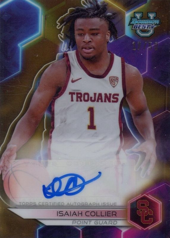 Isaiah Collier 2023 Bowman's Best University #B23-IC Best of 2023 Autographs - Gold Refractor /50 SGC 9.5