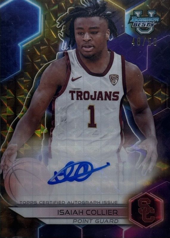 Isaiah Collier 2023 Bowman's Best University #B23-IC Best of 2023 Autographs - Geometric Gold Refractor /50 RAW