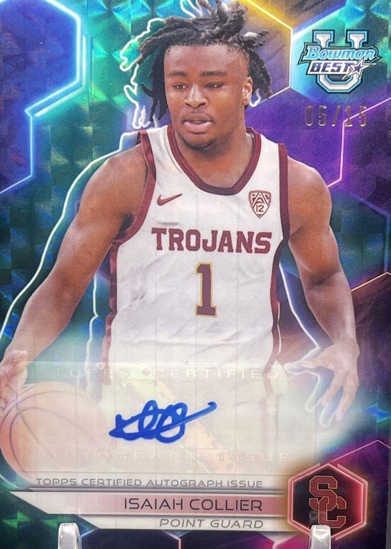 Isaiah Collier 2023 Bowman's Best University #B23-IC Best of 2023 Autographs - Geometric Teal Refractor /15 SGC 10