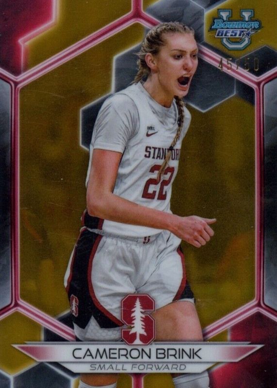 Cameron Brink 2023 Bowman Best University #78 Gold Refractor /50 RAW