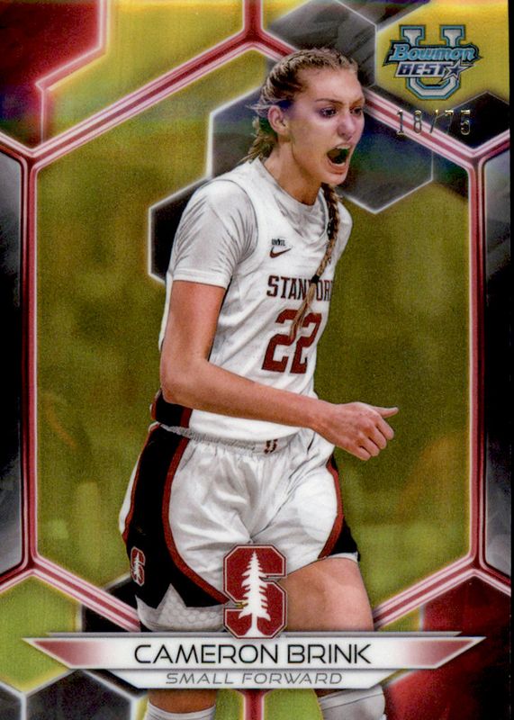 Cameron Brink 2023 Bowman Best University #78 Yellow Refractor /75 RAW