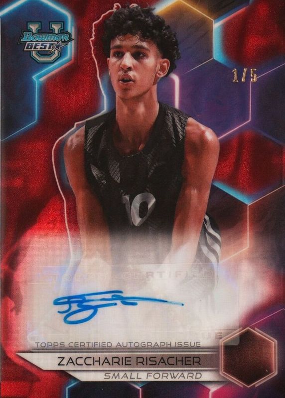 Zaccharie Risacher 2023 Bowman's Best University #B23-ZR Best of 2023 Autographs - Red Lava Refractor /5 SGC 10