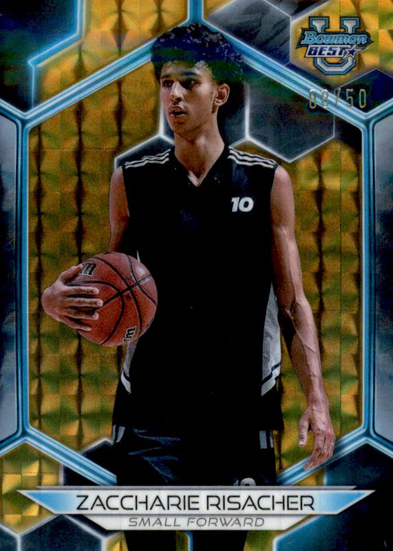 Zaccharie Risacher 2023 Bowman's Best University #29 Geometric Gold Refractor /50 RAW