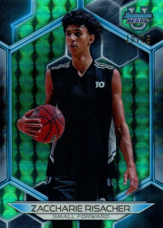 Zaccharie Risacher 2023 Bowman's Best University #29 Geometric Teal Refractor /15 PSA 10