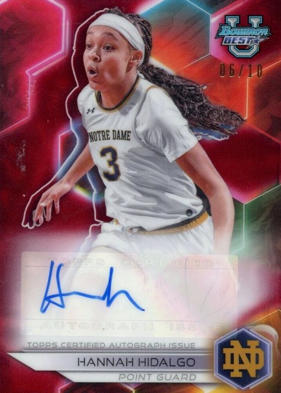 Hannah Hidalgo 2023 Bowman Best University #B23-HH Best of 2023 Autographs - Red Refractor /10 PSA 9