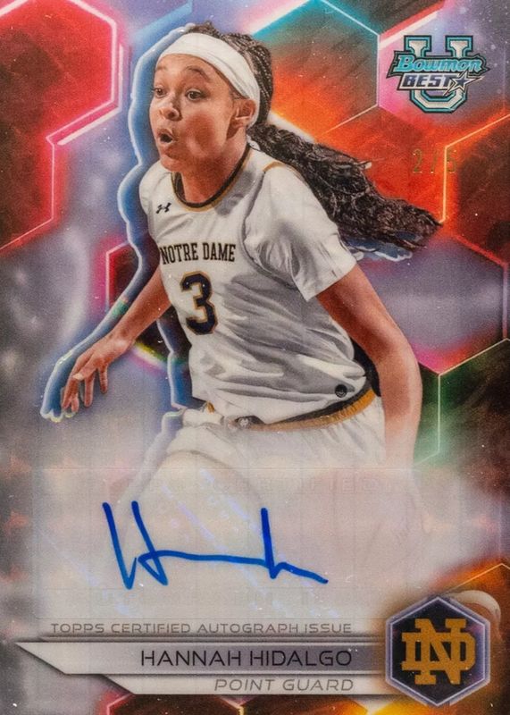 Hannah Hidalgo 2023 Bowman's Best University #B23-HH Best of 2023 Autographs - Geometric White Refractor /5 SGC 9.5