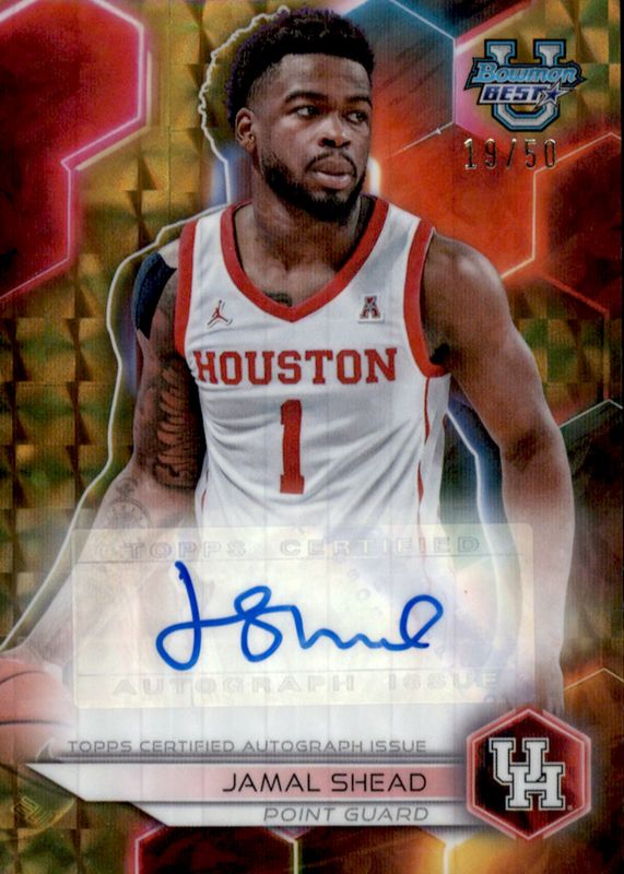 Jamal Shead 2023 Bowman's Best University #B23-JSH Best of 2023 Autographs - Geometric Gold Refractor /50 PSA 9