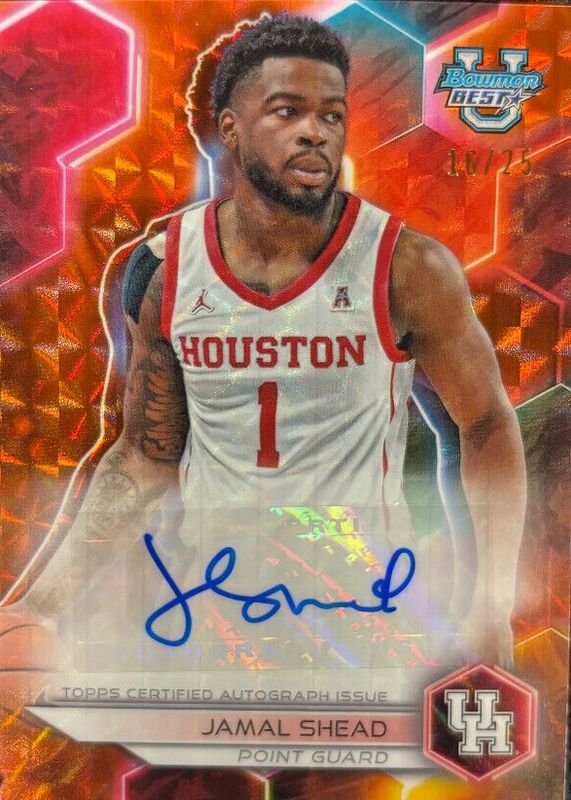 Jamal Shead 2023 Bowman's Best University #B23-JSH Best of 2023 Autographs - Geometric Orange Refractor /25 SGC 9.5