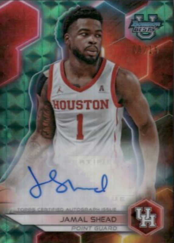 Jamal Shead 2023 Bowman's Best University #B23-JSH Best of 2023 Autographs - Geometric Teal Refractor /15 PSA 10