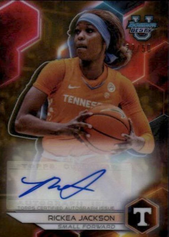 Rickea Jackson 2023 Bowman's Best University #B23-RJ Best of 2023 Autographs - Gold Refractor /50 PSA 10