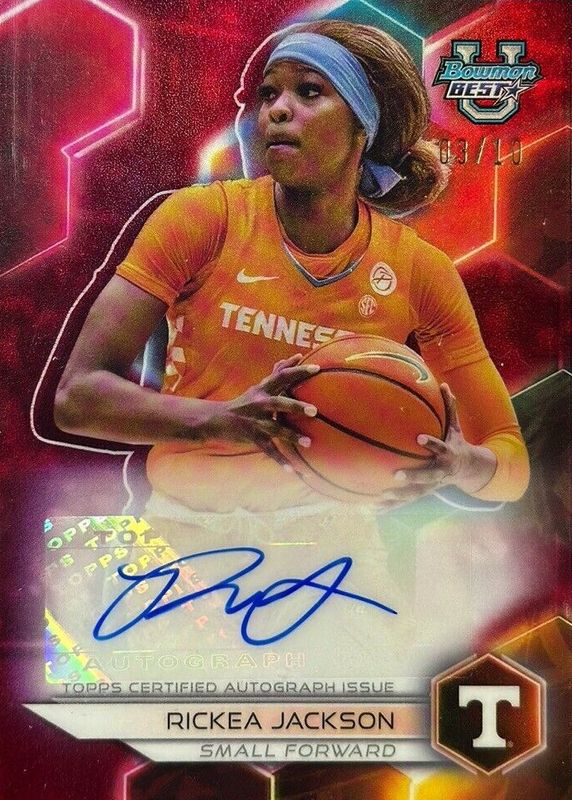 Rickea Jackson 2023 Bowman's Best University #B23-RJ Best of 2023 Autographs - Red Refractor /10 PSA 10