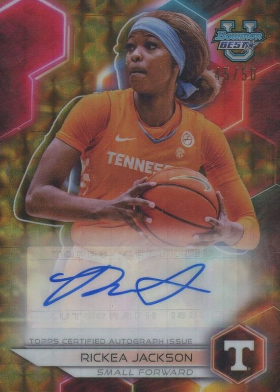 Rickea Jackson 2023 Bowman's Best University #B23-RJ Best of 2023 Autographs - Geometric Gold Refractor /50 PSA 10