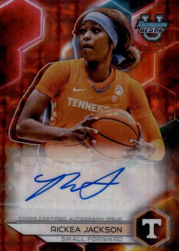 Rickea Jackson 2023 Bowman's Best University #B23-RJ Best of 2023 Autographs - Geometric Orange Refractor /25 PSA 10