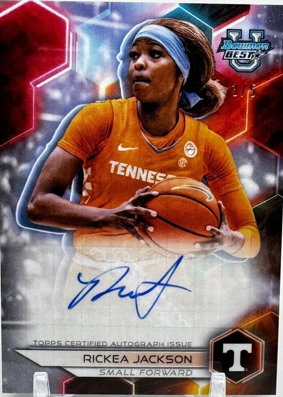 Rickea Jackson 2023 Bowman's Best University #B23-RJ Best of 2023 Autographs - Geometric White Refractor /5 PSA 10