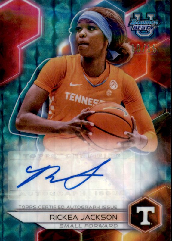 Rickea Jackson 2023 Bowman's Best University #B23-RJ Best of 2023 Autographs - Geometric Teal Refractor /15 PSA 10