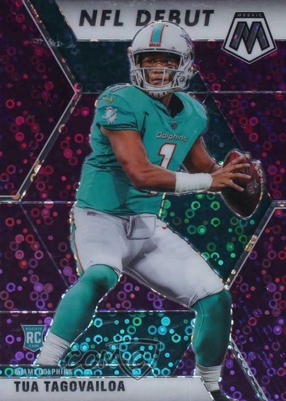 Tua Tagovailoa 2020 Mosaic #262 NFL Debut - No Huddle Purple /50 Rookie RAW