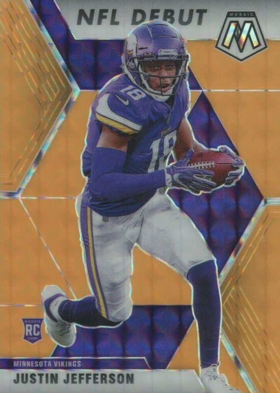 Justin Jefferson 2020 Mosaic #270 NFL Debut - Orange Fluorescent /25 Rookie SGC 10