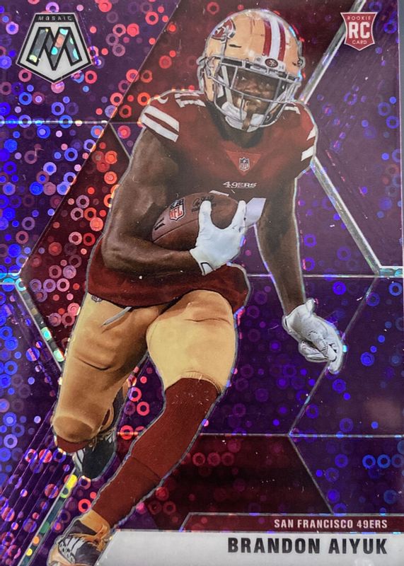 Brandon Aiyuk 2020 Mosaic #210 No Huddle Purple /50 Rookie RAW