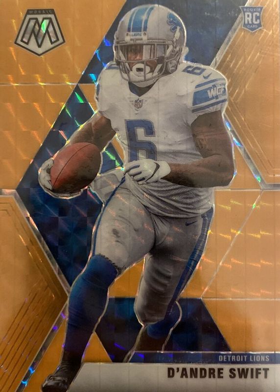 D'Andre Swift 2020 Mosaic #215 Orange Fluorescent /25 Rookie RAW