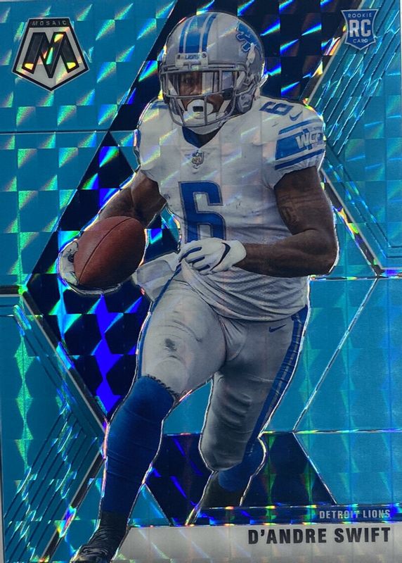 D'Andre Swift 2020 Mosaic #215 Blue Fluorescent /15 Rookie SGC 10