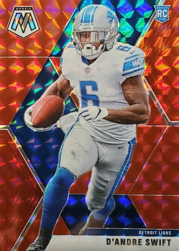 D'Andre Swift 2020 Mosaic #215 Choice Fusion Red /80 Rookie RAW