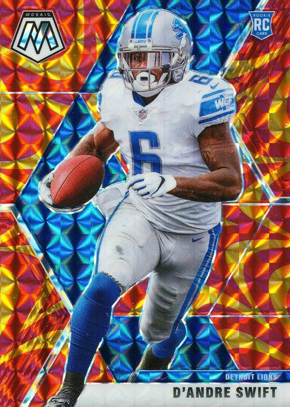 D'Andre Swift 2020 Mosaic #215 Reactive Gold Rookie RAW