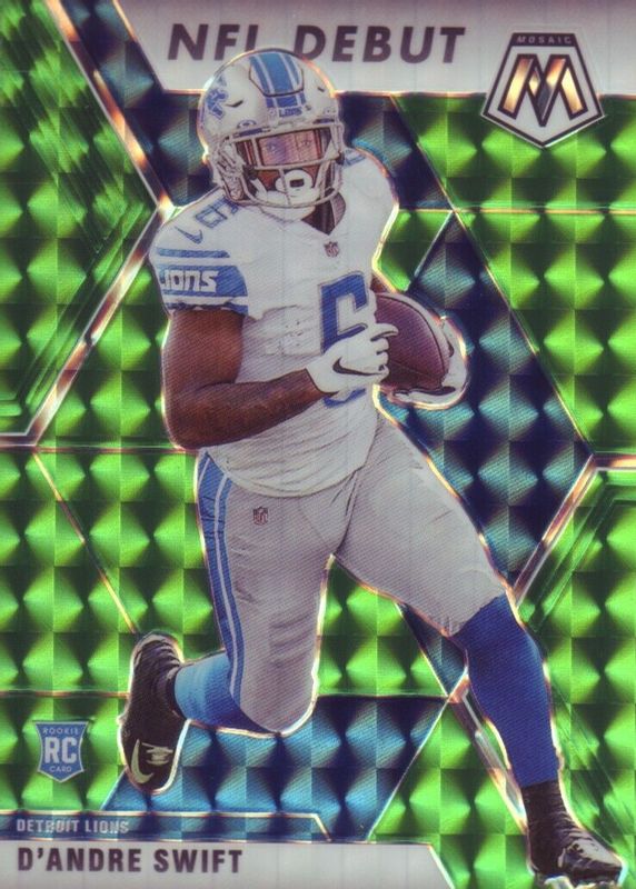 D'Andre Swift 2020 Mosaic #274 NFL Debut - Green Rookie PSA 10