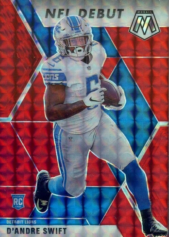 D'Andre Swift 2020 Mosaic #274 NFL Debut - Red Rookie RAW