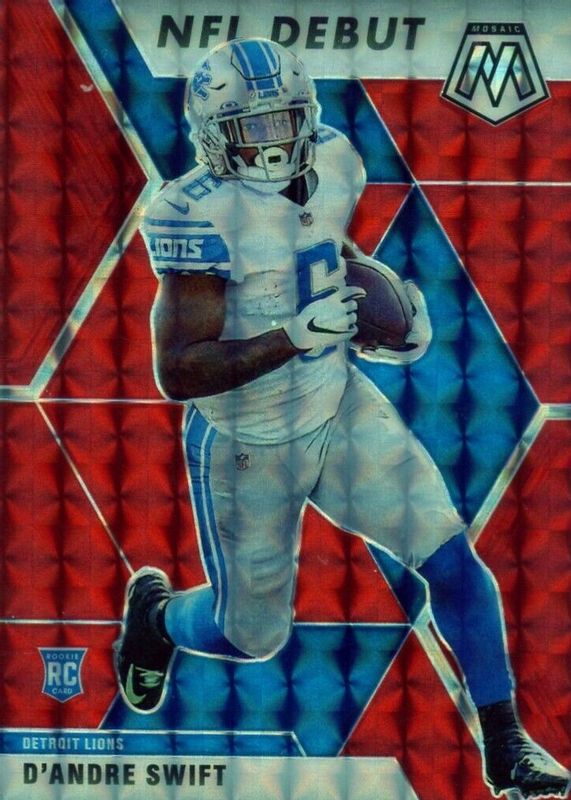 D'Andre Swift 2020 Mosaic #274 NFL Debut - Choice Fusion Red /80 Rookie RAW