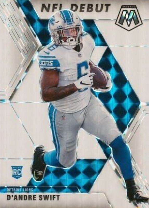 D'Andre Swift 2020 Mosaic #274 NFL Debut - White /25 Rookie RAW