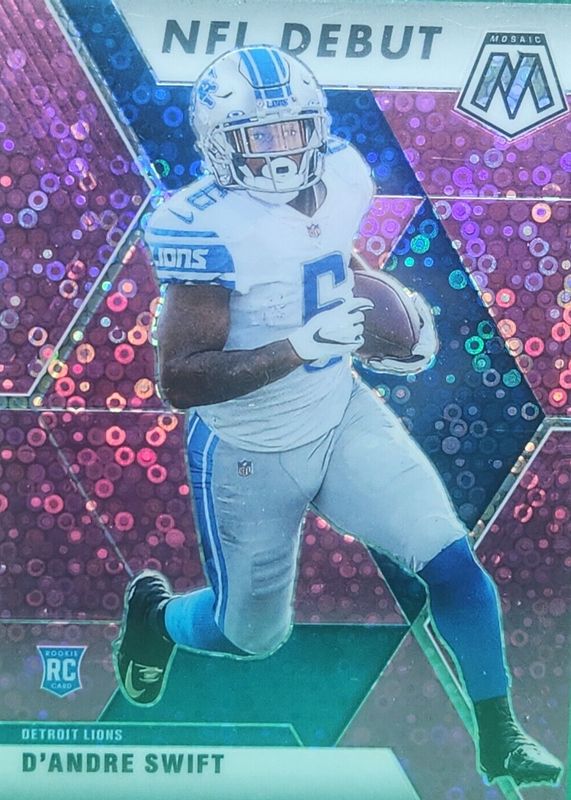 D'Andre Swift 2020 Mosaic #274 NFL Debut - No Huddle Pink /20 Rookie RAW