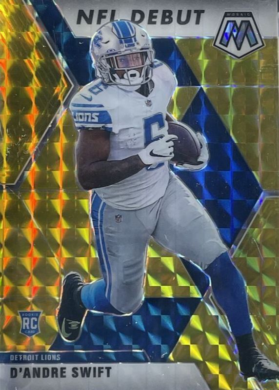 D'Andre Swift 2020 Mosaic #274 NFL Debut - Gold /10 Rookie RAW