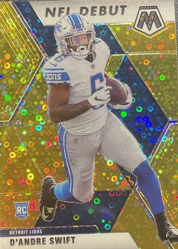 D'Andre Swift 2020 Mosaic #274 NFL Debut - No Huddle Gold /10 Rookie PSA 10