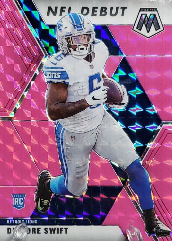 D'Andre Swift 2020 Mosaic #274 NFL Debut - Pink Fluorescent /10 Rookie RAW