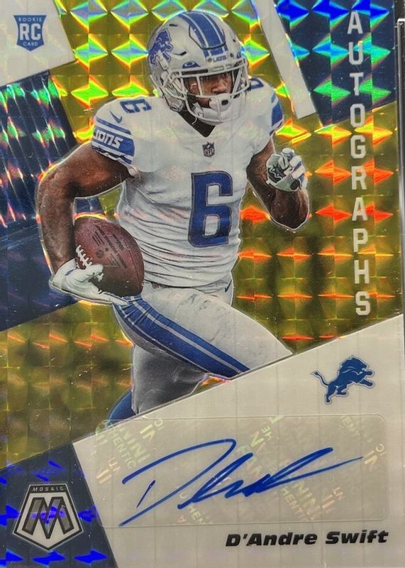 D'Andre Swift 2020 Mosaic #RA15 Rookie Autographs - Gold /10 Rookie SGC 10