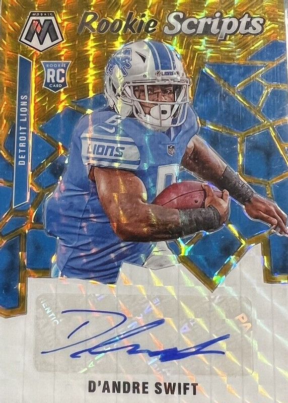 D'Andre Swift 2020 Mosaic #RS15 Rookie Scripts - Gold Rookie SGC 9.5