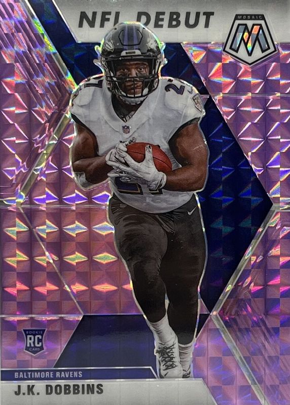 JK Dobbins 2020 Mosaic #275 NFL Debut - Purple /49 Rookie RAW