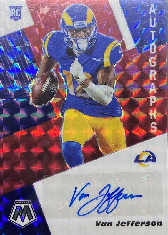 Van Jefferson 2020 Mosaic #RA24 Rookie Autographs - Choice Fusion Red RAW
