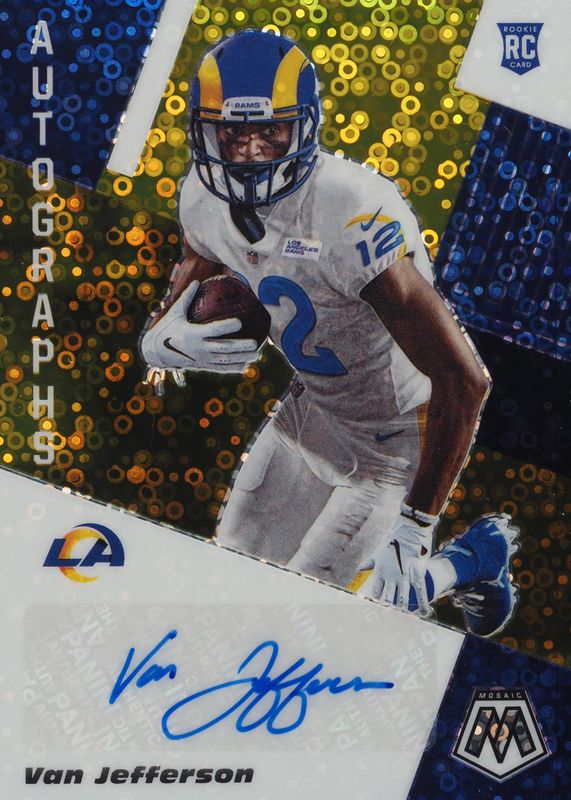 Van Jefferson 2020 Mosaic #ANH-VJE Autographs - No Huddle Gold /10 Rookie RAW