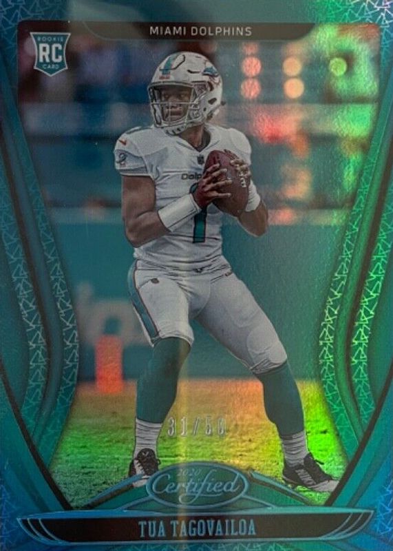 Tua Tagovailoa 2020 Certified #102 Mirror Teal /50 Rookie PSA 10