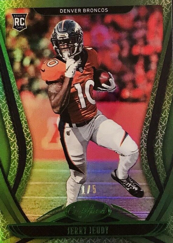 Jerry Jeudy 2020 Certified #108 Mirror Green /5 Rookie RAW