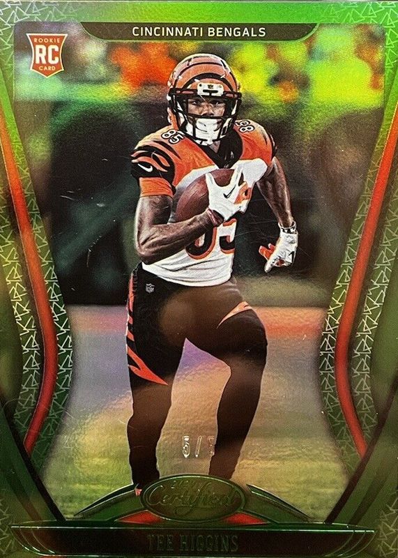 Tee Higgins 2020 Certified #110 Mirror Green /5 Rookie RAW